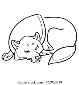 wild wolf sleep peacefully - vector graphics illustration