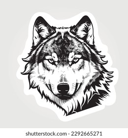 Wild wolf sticker isolated white background