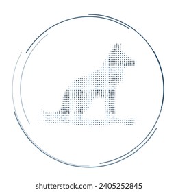 The wild wolf symbol filled with dark blue dots. Pointillism style. Vector illustration on white background