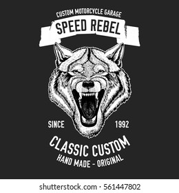 Wild wolf Vector image for motorcycle t-shirt, tattoo, motorcycle club, motorcycle logo