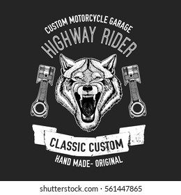 Wild wolf Vector image for motorcycle t-shirt, tattoo, motorcycle club, motorcycle logo