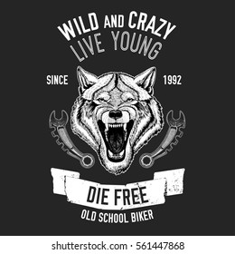 Wild wolf Vector image for motorcycle t-shirt, tattoo, motorcycle club, motorcycle logo