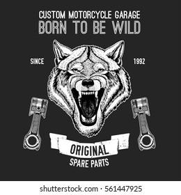 Wild wolf Vector image for motorcycle t-shirt, tattoo, motorcycle club, motorcycle logo