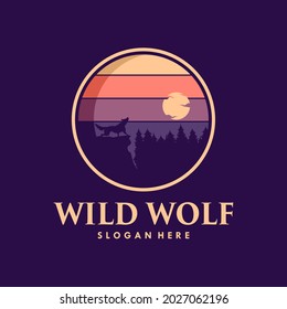 Wild Wolf Vintage Logo Stock Vector