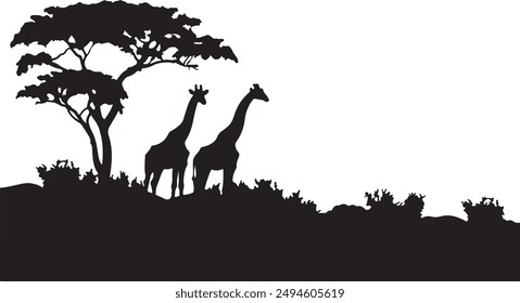 Wild Zarba Animals Silhouettes, vector