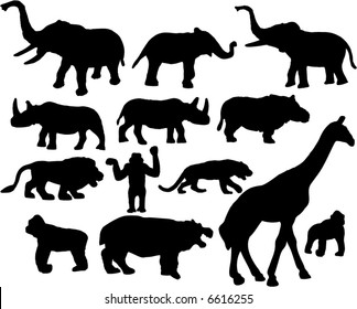 wild and zoo african animals silhouette