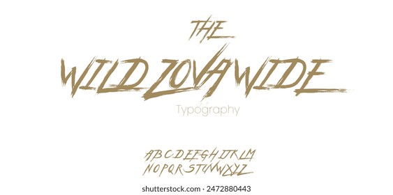 Wild Zova Wide alphabet, calligraphy style letters for wedding cards, and restaurant menu headlines.