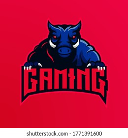 Wildboar athletic club vector logo concept isolated on white background. Modern sport team mascot badge design. E-sports team logo template with wild boar vector illustration