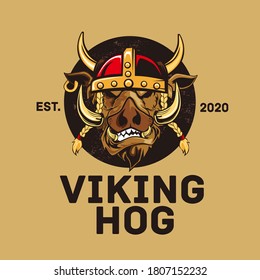 wildboar viking cartoon in vector