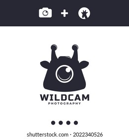 Wildcam or Wild Camera Logo for Animal Photography | Logo Combination Of Giraffe and Camera