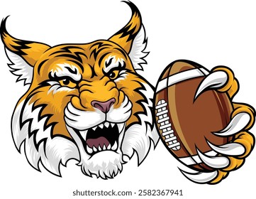 A wildcat or bobcat animal American football sports team cartoon mascot