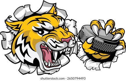 Um gato selvagem ou lince lince lince lince linces gatos selvagens equipe esportiva hóquei no gelo mascote