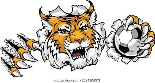 A wildcat or bobcat soccer football ball animal sports team mascot