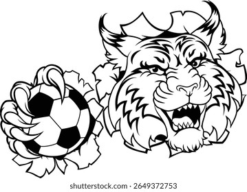 A wildcat or bobcat soccer football ball animal sports team mascot
