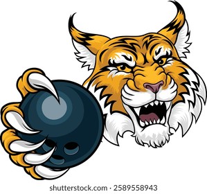 A wildcat or bobcat ten pin bowling ball animal sports team mascot