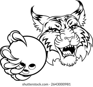 A wildcat or bobcat ten pin bowling ball animal sports team mascot