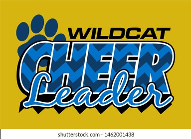 Wildcat Cheerleader Team Design With Chevrons And Paw Print For School, College Or League