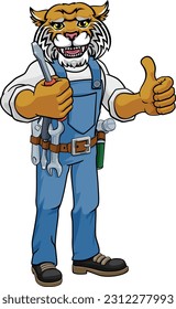 A wildcat electrician, handyman or mechanic holding a screwdriver