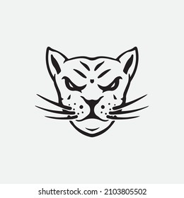 Wildcat face illustration. Cat head drawing.