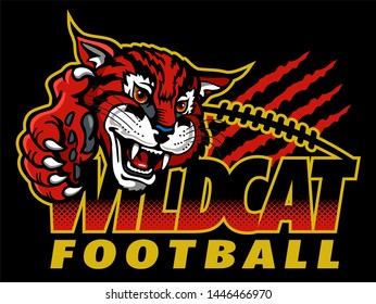 wildcat football team design with mascot and claw for school, college or league