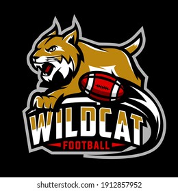 wildcat football team design with mascot bobcat, lynx. Great for team or school mascot or t-shirts and others.
