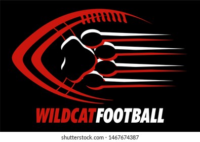 Wildcat Football Team Design With Paw Print For School, College Or League