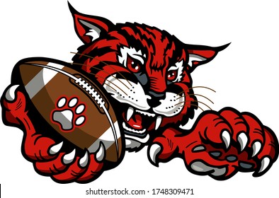 Wildcat Football Team Mascot Holding Ball Stock Vector (Royalty Free ...