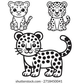 Página para colorear de arte de línea de Vector de ilustración de gato salvaje