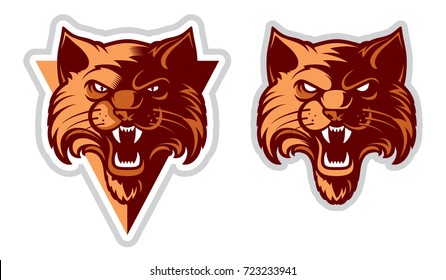 Wildcat Logo / Cat Head logotype. Cartoon character vector. Great for sports emblems & team mascots.