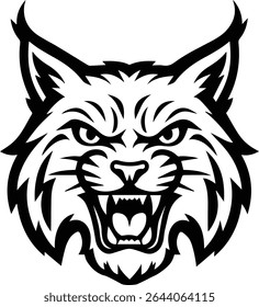 Wildcat lynx head middle high school sports team mascot isolated on transparent background