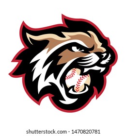 Wildcat Mascot for Baseball Team in Vector Illustration