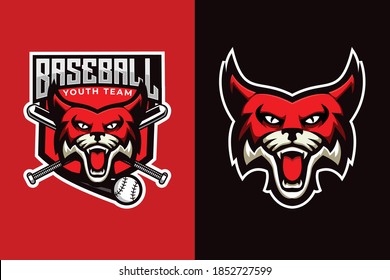 Wildcat mascot logo design vector with modern illustration for baseball team
