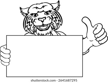 A wildcat painter, handyman,  mechanic,  plumber or other construction cartoon mascot man in overall dungarees. Giving a thumbs up.