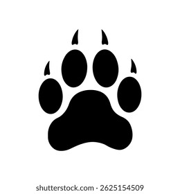 Wildcat paw print silhouette vector flat illustration design.