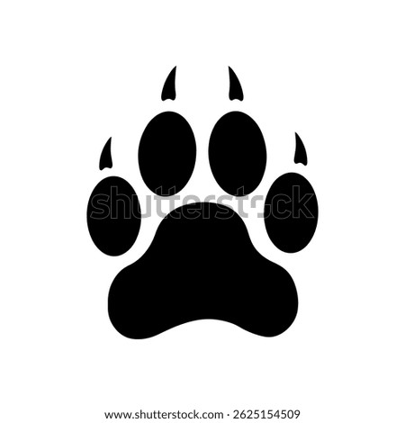 Wildcat paw print silhouette vector flat illustration design.