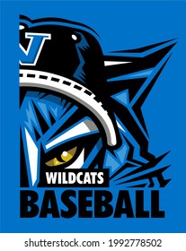 wildcats baseball team design with mascot eye for school, college or league