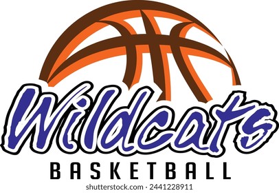 Wildcats Basketball Team Graphic is a sports design template that includes graphic Wildcats text and a stylized basketball. This is a great modern design for advertising and promotion such as t-shirts