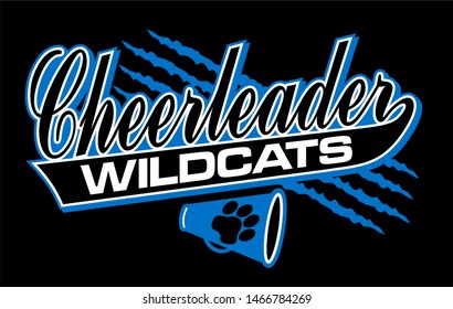wildcats cheerleader team design in script with tail for school, college or league