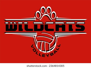 wildcats volleyball team design with paw print and ball for school, college or league sports