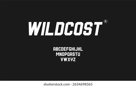 Wildcost Font - A bold, industrial-style sans-serif font with sharp angles and strong presence. Ideal for sports, adventure, and extreme designs, it brings a sense of power and durability.