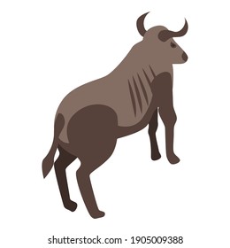 Wildebeest animal icon. Isometric of wildebeest animal vector icon for web design isolated on white background