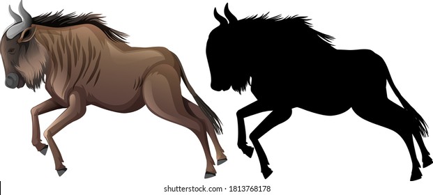Wildebeest cartoon character set illustration
