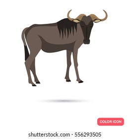 Wildebeest color flat icon for web and mobile design