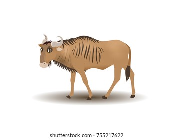 Wildebeest with Expressions - Cartoon Vector Image
