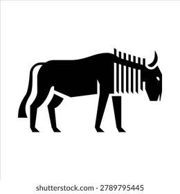 wildebeest glyph icon. gnu silhouette illustration.