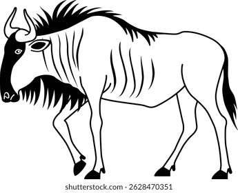 The wildebeest icon isolated on white background