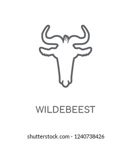 Wildebeest linear icon. Modern outline Wildebeest logo concept on white background from animals collection. Suitable for use on web apps, mobile apps and print media.