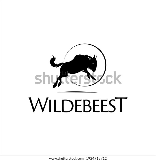 Wildebeest Silhouette\
Logo Animal Vector Template, Simple Black Color Fauna Element for\
Graphic Design\
Ideas
