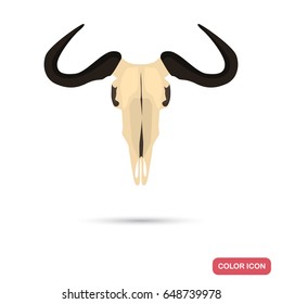 Wildebeest skull color flat icon for web and mobile design