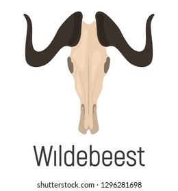 Wildebeest skull color vector icon. Flat design